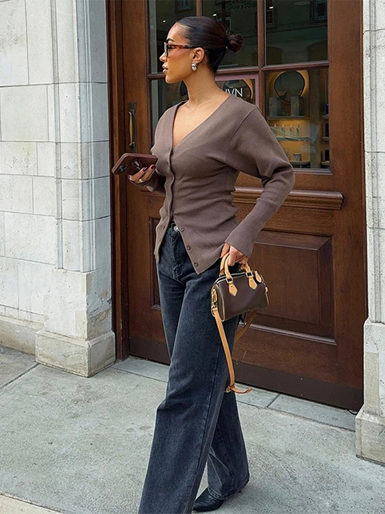 FloraGrace™ Slim V-Neck Cardigan