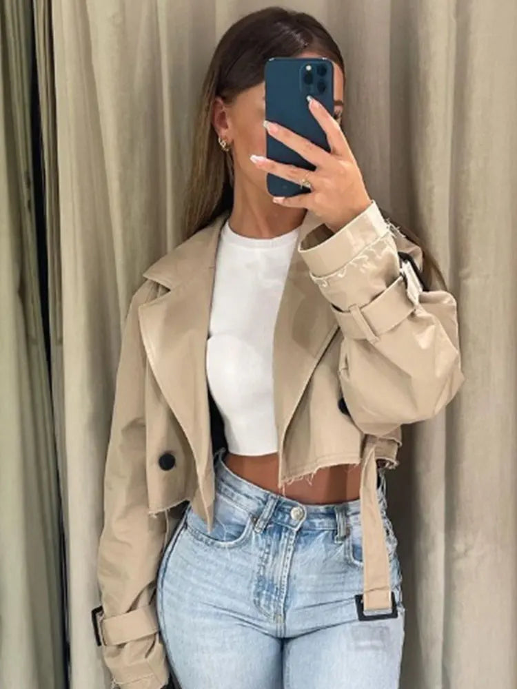 TRAF™ Belted Cropped Trench